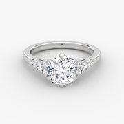 Cushion Cut - Plain Band - Cluster Ring - 18 K Gold