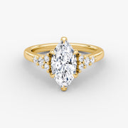Marquise Cut - Plain Band - Cluster Ring - 14 K Gold