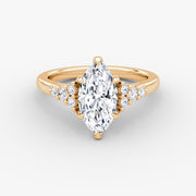 Marquise Cut - Plain Band - Cluster Ring - 14 K Gold