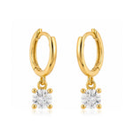 Load image into Gallery viewer, Gold vermeil hoop earrings with dangling round lab grown diamond drops