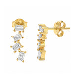 Load image into Gallery viewer, Scattered baguette lab grown diamond ear climber earrings in gold vermeil