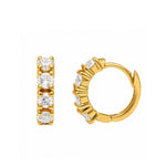 Load image into Gallery viewer, Eternity huggie hoop earrings set with round lab grown diamonds in yellow gold vermeil