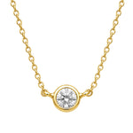 Load image into Gallery viewer, Round lab grown diamond bezel station necklace on a gold vermeil cable chain