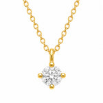 Load image into Gallery viewer, Four-prong round solitaire lab grown diamond pendant necklace in gold vermeil