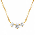 Load image into Gallery viewer, Three-stone trilogy necklace with round lab grown diamonds in gold vermeil