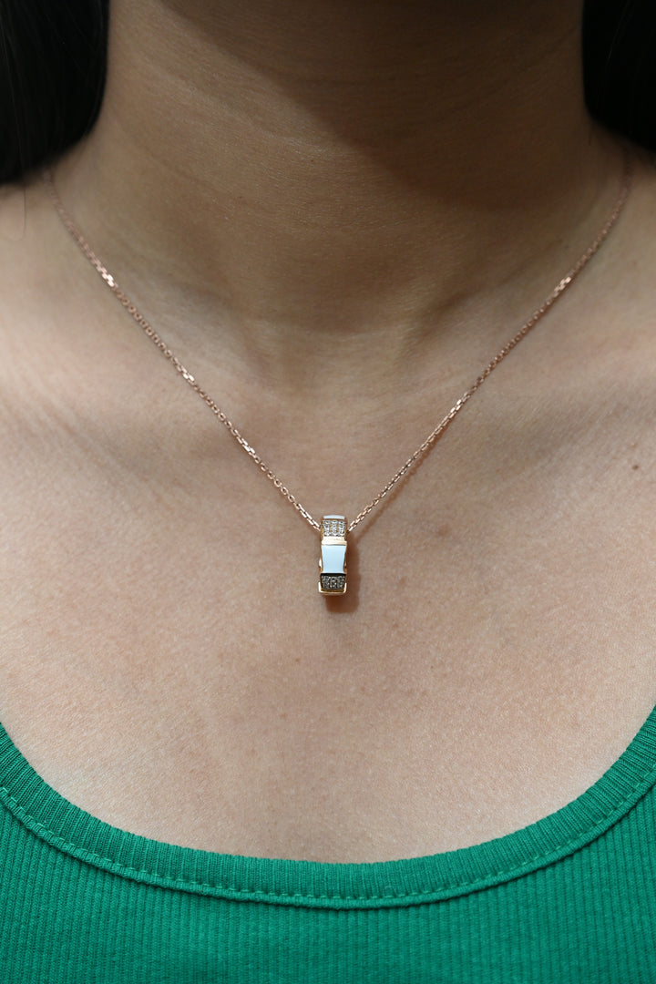 Bulgari Inspired Timeless Elegance Necklace - 18 Carat Gold and CZ