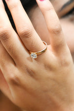 Load image into Gallery viewer, Versace inspired 18 Carat Gold Solitaire Ring - AAA Rated Cubic Zirconia

