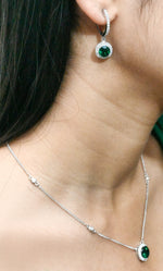 Load image into Gallery viewer, Emerald Studded 925 Sterling Silver EarRings
