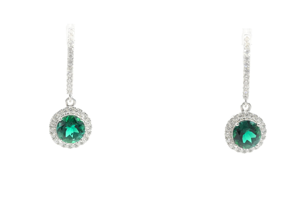 Emerald Studded 925 Sterling Silver EarRings