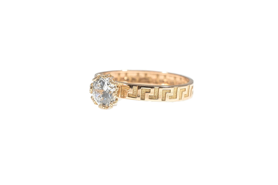 Versace inspired 18 Carat Gold Solitaire Ring - AAA Rated Cubic Zirconia