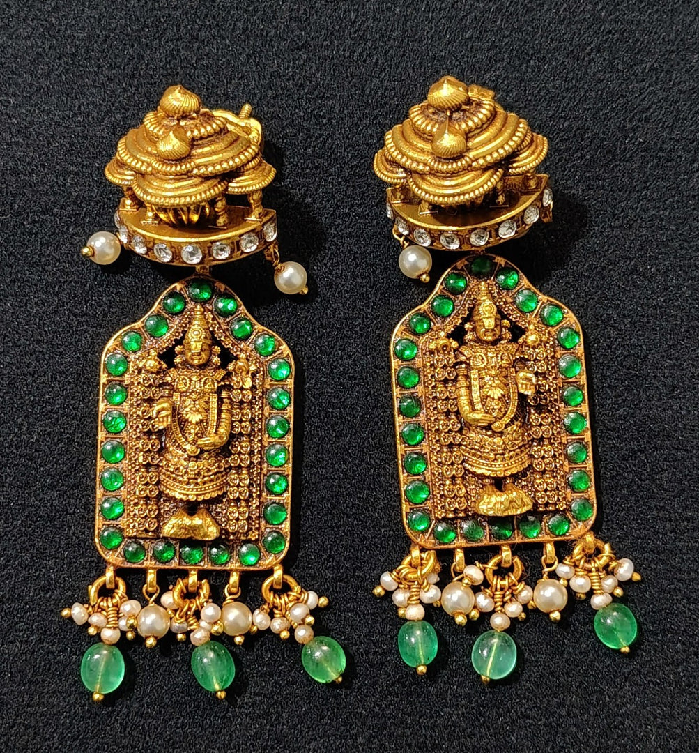 Temple Jewellery Lakshmi – Solid 925 Sterling Silver Earrings (36g)