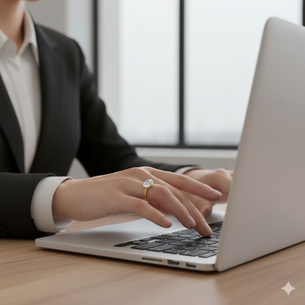 Oval Cut - Bezel Ring - 18 K Gold