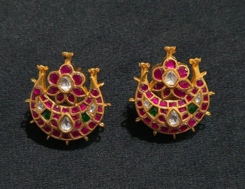 Kundan Earrings – Solid 925 Sterling Silver 14.5 Gram