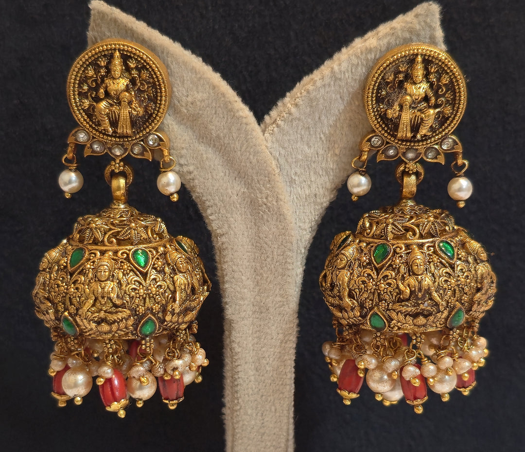 Temple Jewellery Lakshmi – Solid 925 Sterling Silver Earrings (42g)