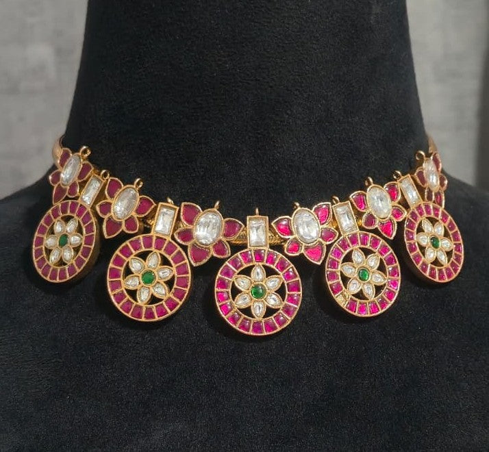 Kundan Necklace – Solid 925 Sterling Silver 91.5 Gram