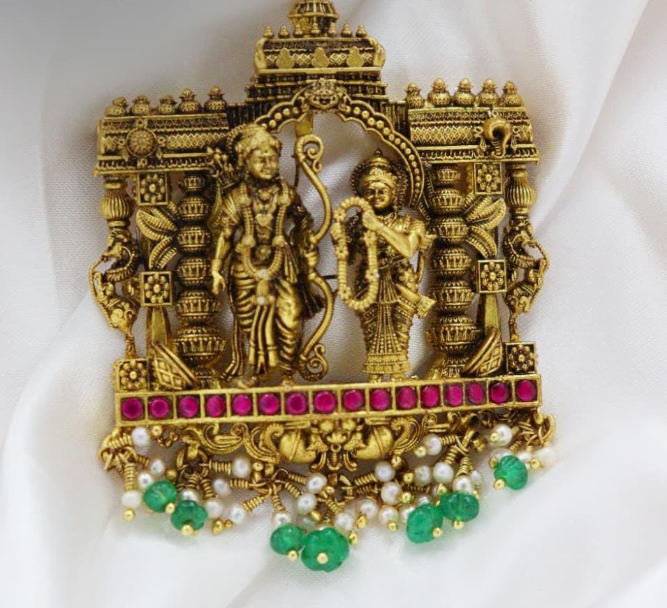 Temple Jewellery Ram Darbaar Pendant – Solid 925 Sterling Silver 80 Grams
