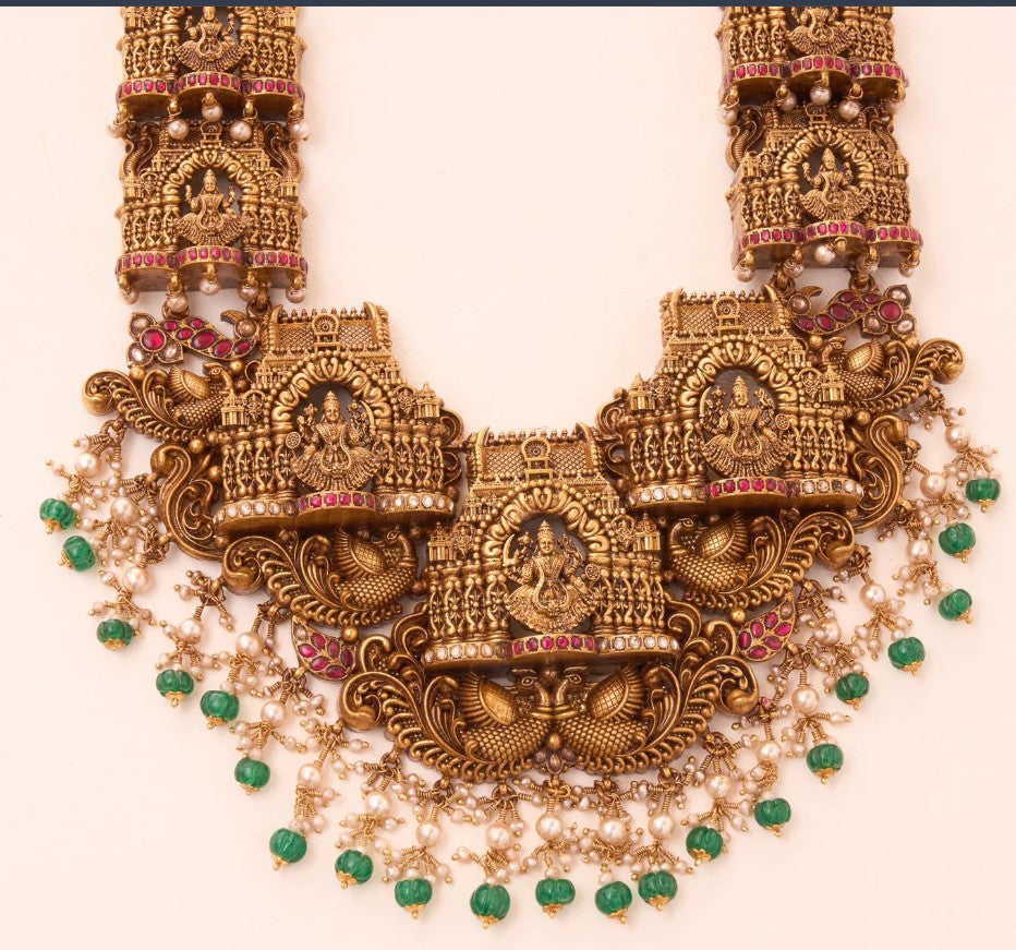 Temple Jewellery Lakshmi – Solid 925 Sterling Silver Necklace 240 Grams
