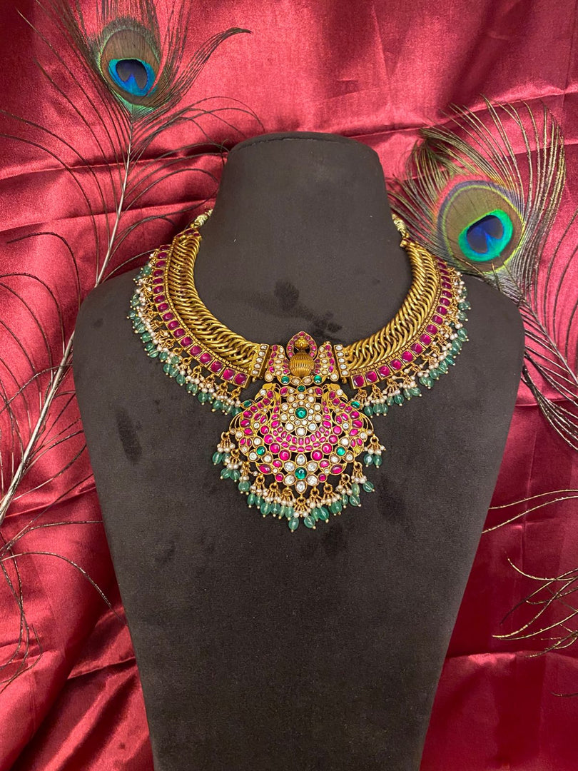 Temple Jewellery – Solid 925 Sterling Silver Necklace 170 Grams