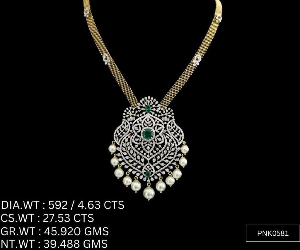 Elegant Floral Cascade Necklace – 925 Silver with AAA Cubic Zirconia