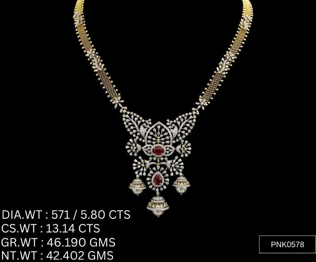 Elegant Floral Cascade Necklace – 925 Silver with AAA Cubic Zirconia