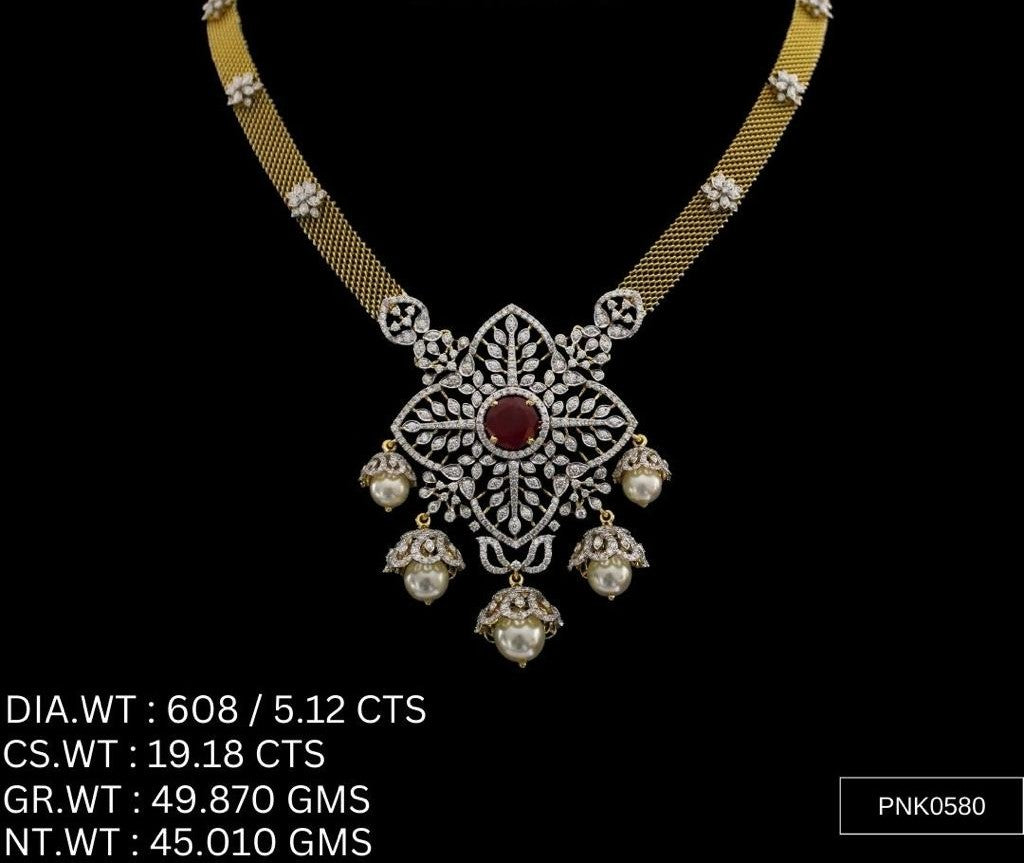 Elegant Floral Cascade Necklace – 925 Silver with AAA Cubic Zirconia