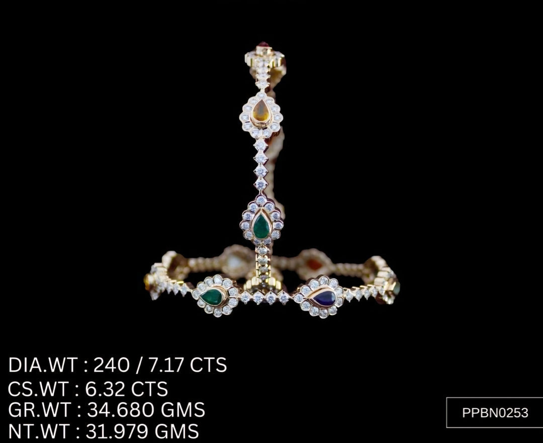 Pear Cascade Statement Bangles – 925 Silver with AAA Cubic Zirconia