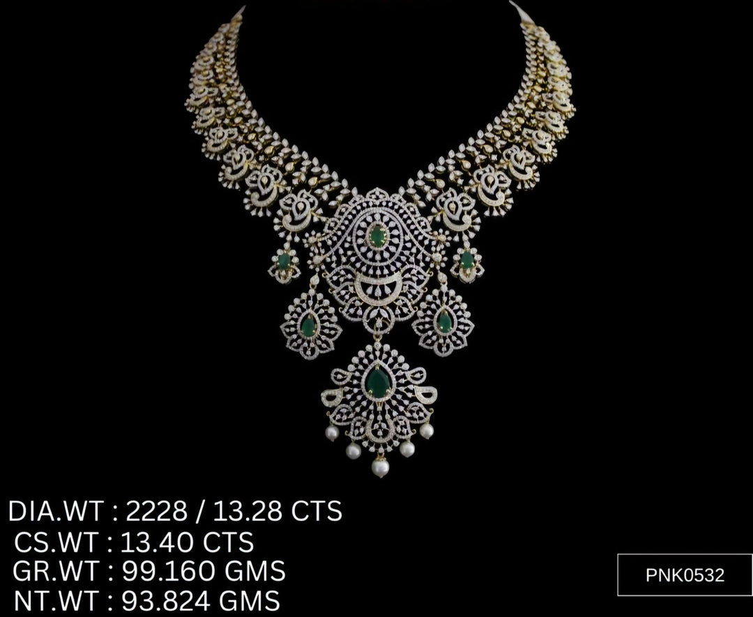 Ethnic Cascade Necklace – 925 Silver with AAA Cubic Zirconia