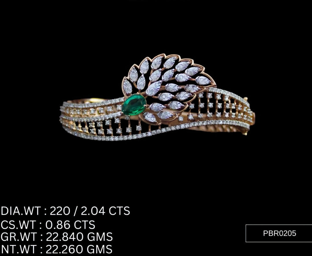 Leaf Statement Bracelet – 925 Silver with AAA Cubic Zirconia