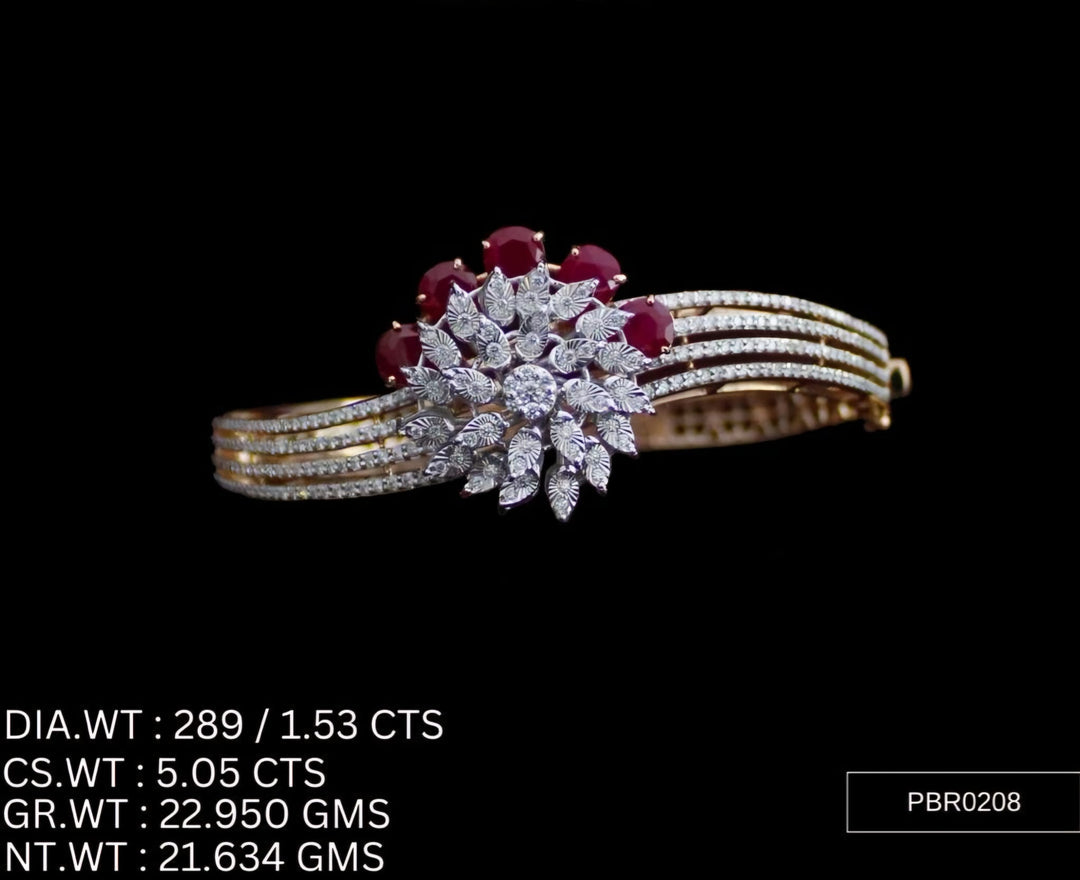 Floral Statement Bracelet – 925 Silver with AAA Cubic Zirconia