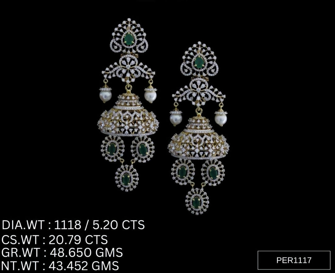 Regal Emerald Bloom Stud Earrings – 925 Silver with AAA Cubic Zirconia