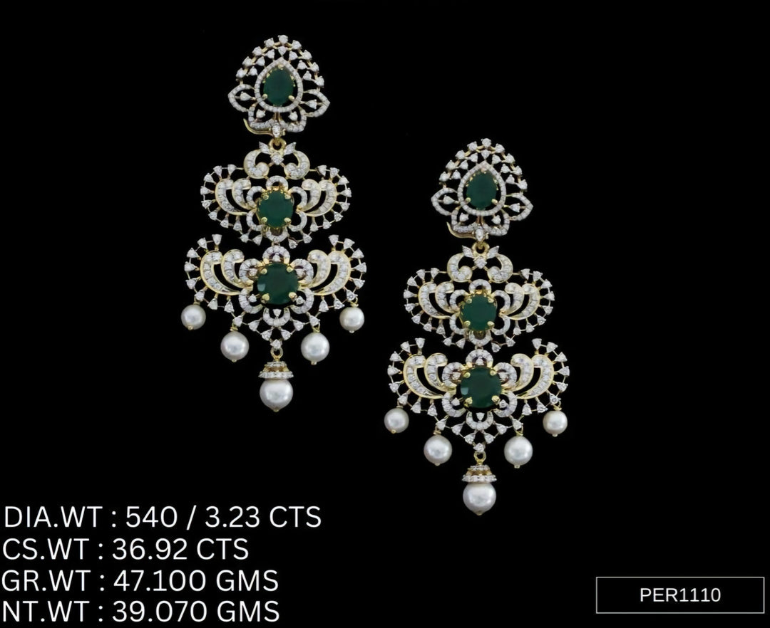 Regal Emerald Bloom Stud Earrings – 925 Silver with AAA Cubic Zirconia