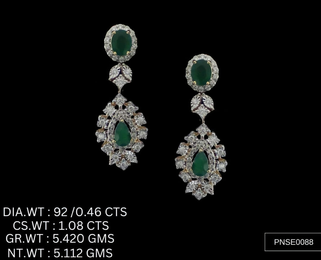 Emerald Bloom Stud Earrings – 925 Silver with AAA Cubic Zirconia