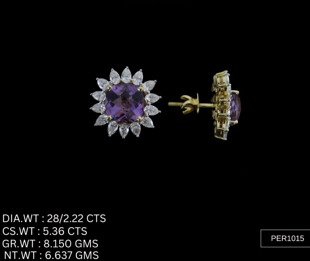 Purple Earrings – 925 Silver with AAA Cubic Zirconia