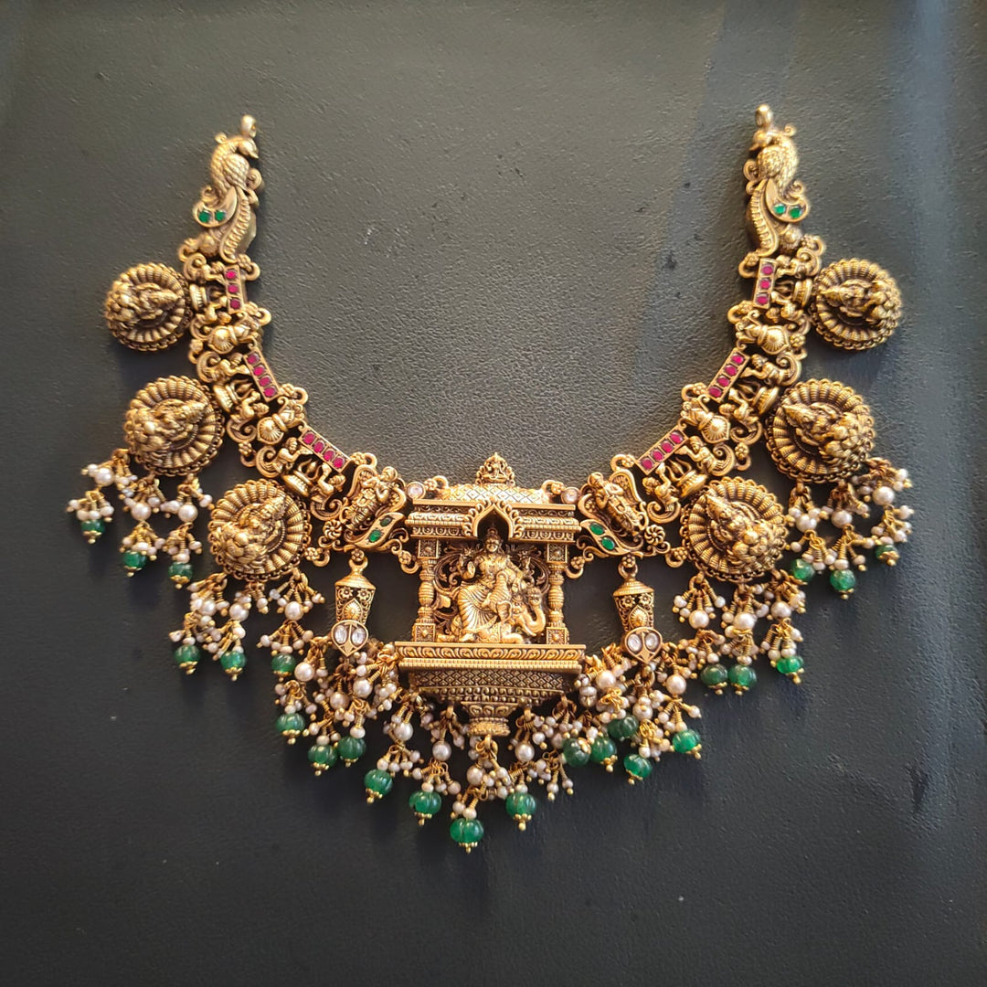 Temple Jewellery Lakshmi – Solid 925 Sterling Silver Necklace 200 Grams