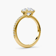 Round Cut - Pave Band - Classic Engagement Ring- 18 K Gold