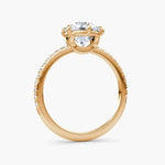 Load image into Gallery viewer, Round Cut - Pave Band - 6 Prong Classic Ring - 14 K Gold
