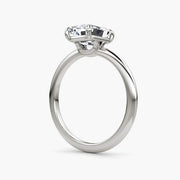 Emerald Cut - Plain Band - Classic Engagement Ring- 14 K Gold