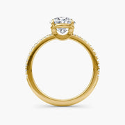 Oval Cut - Pave Band - Classic Engagement Ring- 14 K Gold