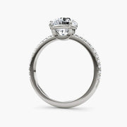 Round Cut - Pave Band - Classic Engagement Ring- 18 K Gold