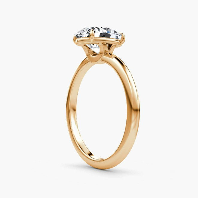 Oval Cut - Plain Band - Classic Engagement Ring- 14 K Gold
