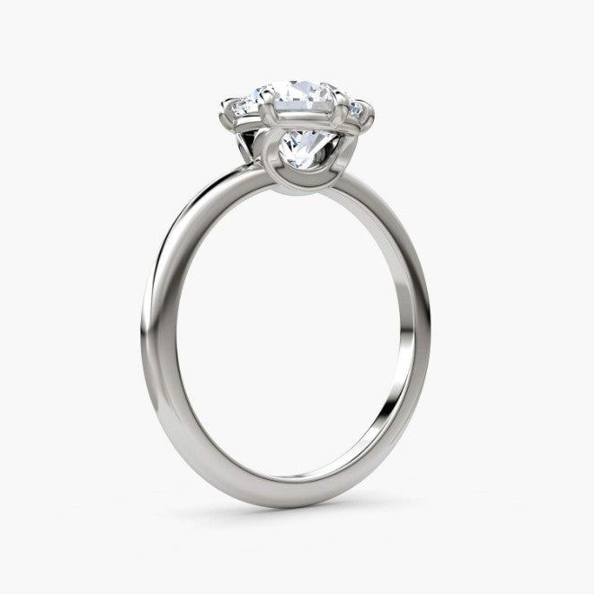 Round Cut - Plain Band - 6 Prong Classic Ring - 14 K Gold