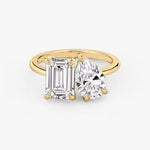 Load image into Gallery viewer, 3.5 Carat Toi et Moi Engagement Ring - Emerald &amp; Pear
