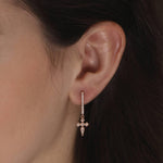 Load image into Gallery viewer, Dionysia Silver Diamond Cross Dangler Earrings
