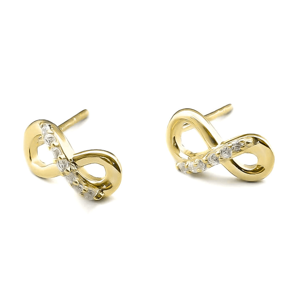 Silver Zircon Infinity Earrings