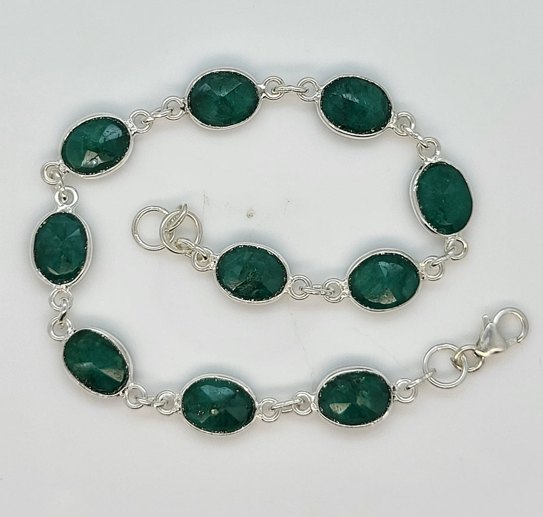 925 Sterling Silver Green Kyanite Bracelet
