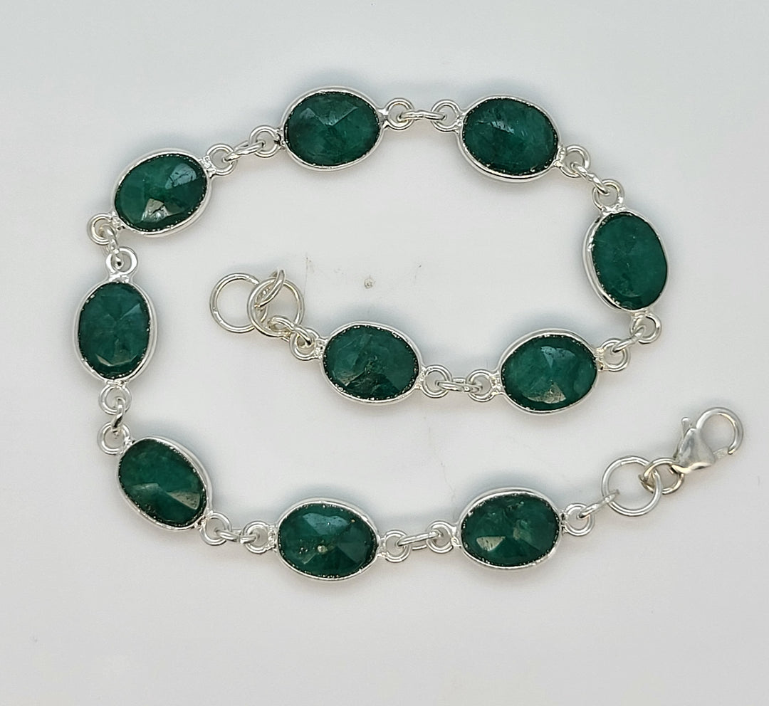 925 Sterling Silver Green Kyanite Bracelet
