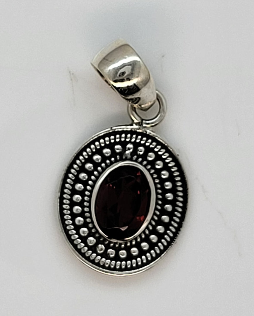 Red Garnet 925 Sterling Silver Pendant