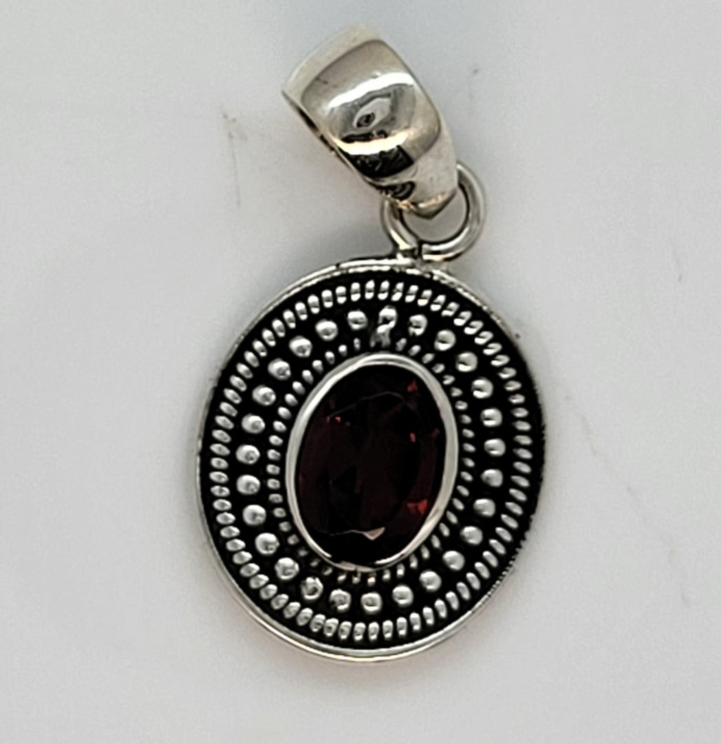 Red Garnet 925 Sterling Silver Pendant