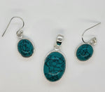 Load image into Gallery viewer, Turquoise 925 Sterling Silver Pendant and Earrings Set
