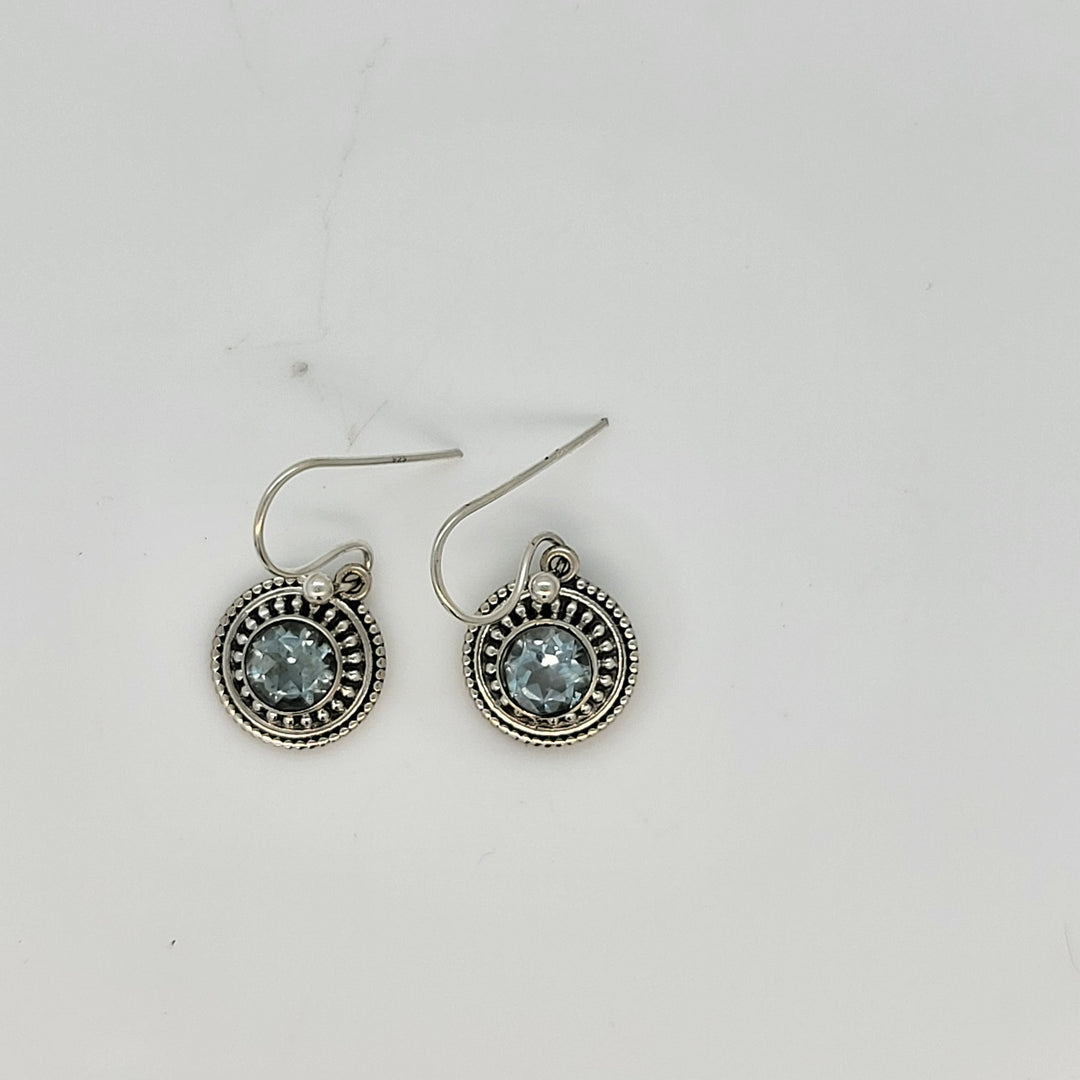 925 Sterling Silver London Blue Topaz Earrings